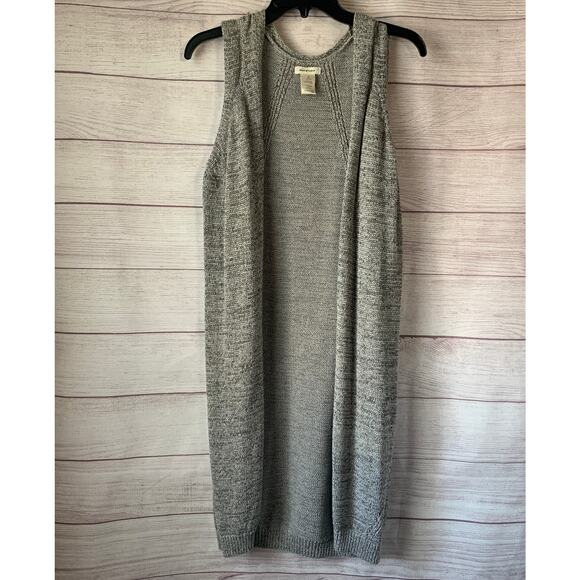 Max Studio Long Gray Knit Cardigan Sweater Vest Sleeveless Duster Open Front M - Picture 1 of 10